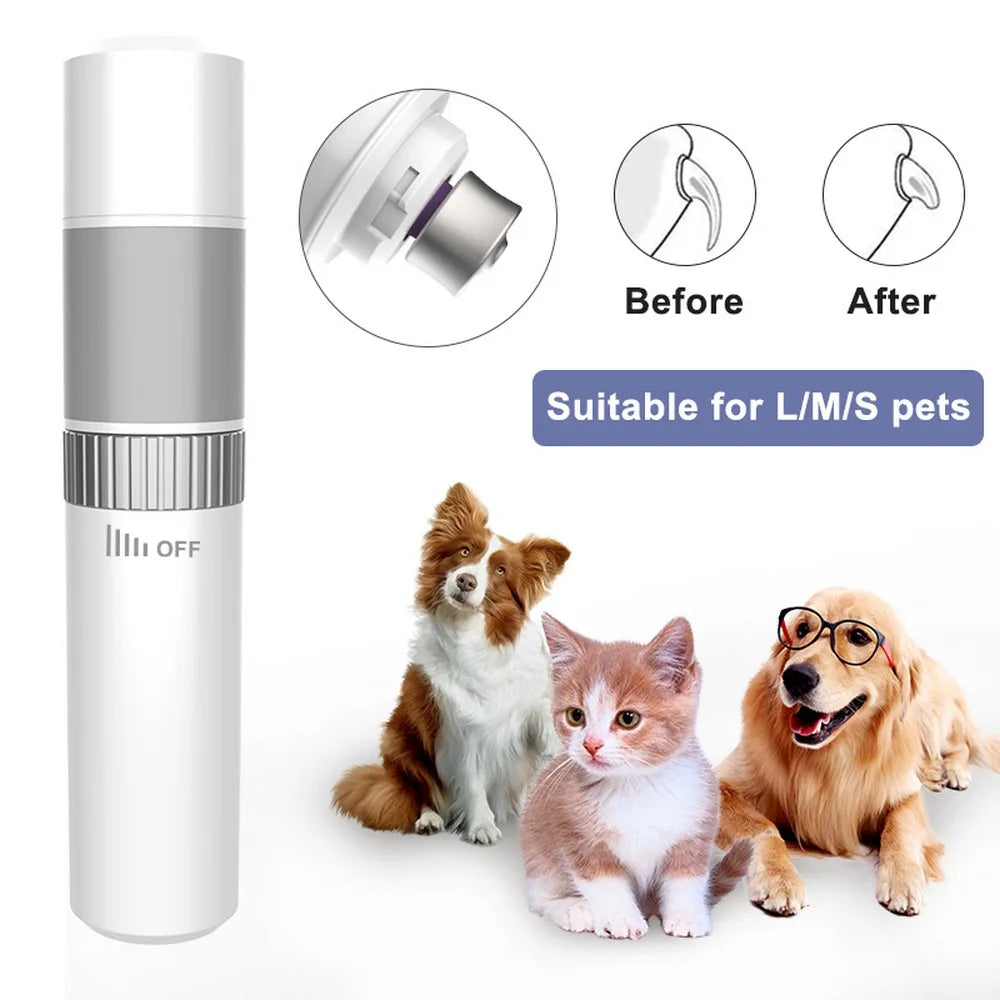 Electric Dog Nail Clippers for Dog Cat Nail Grinders USB Rechargeable Pet Cat Paws Quiet Nail Grooming Trimmer Pet Tools