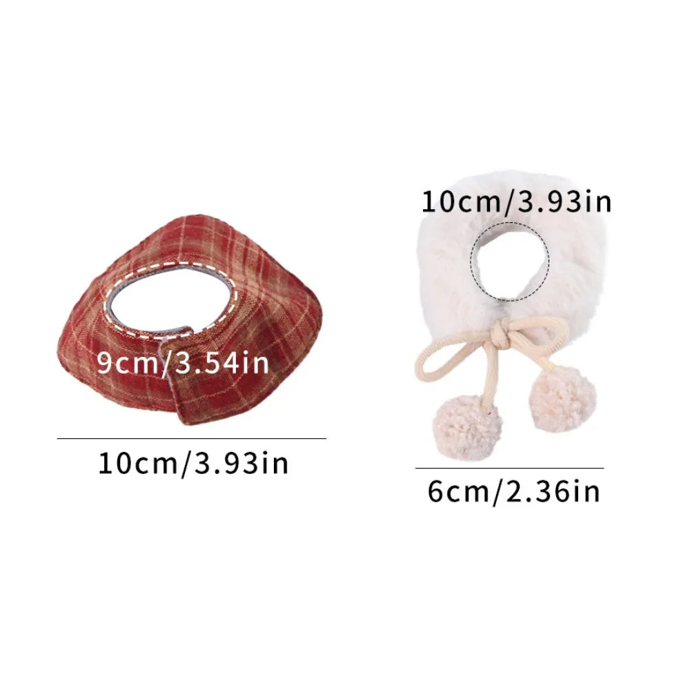 Cute Warm Plaid Hamster Cape Comfortable Windproof Furry Collar Scarf Set Adjustable Parrot Outerwear Autumn and Winter