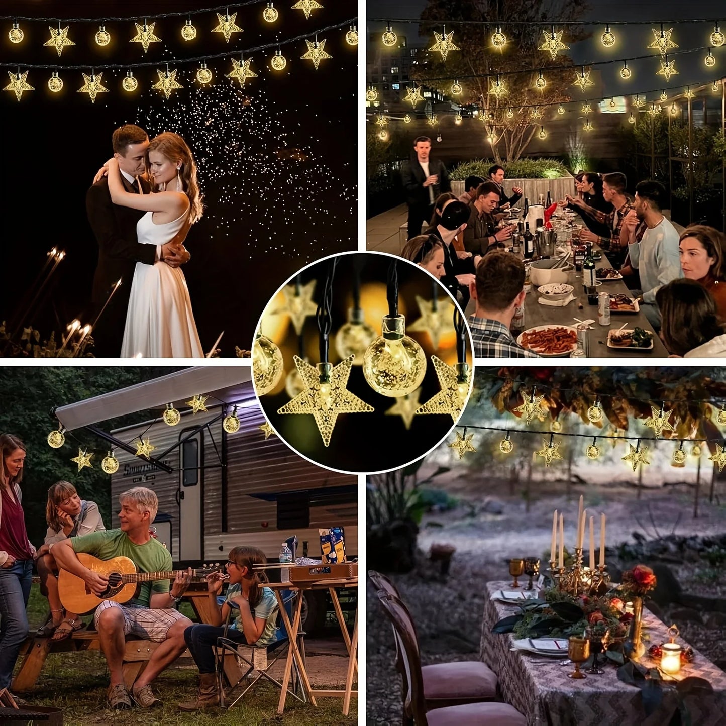Solar Christmas Crystal Globe String Lights Waterproof LED Fairy Lamps with 8 Modes for Outdoor Garden Pathway Patio Decoration
