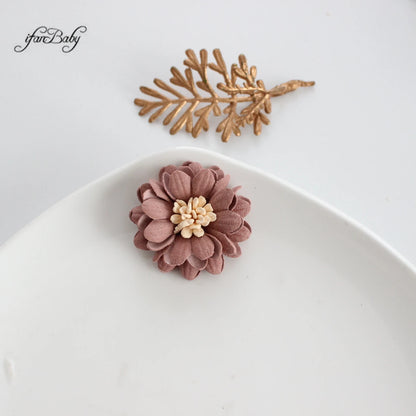 Decorative Handmade 3D Flower 4cm Synthetic Leather Flower With Stamen CRAFT Hair Appliques Embellishments Artificial Floral