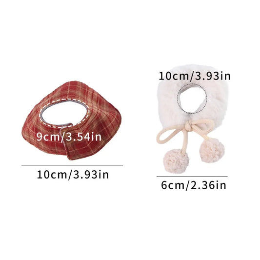 Cute Warm Plaid Hamster Cape Comfortable Windproof Furry Collar Scarf Set Adjustable Parrot Outerwear Autumn and Winter