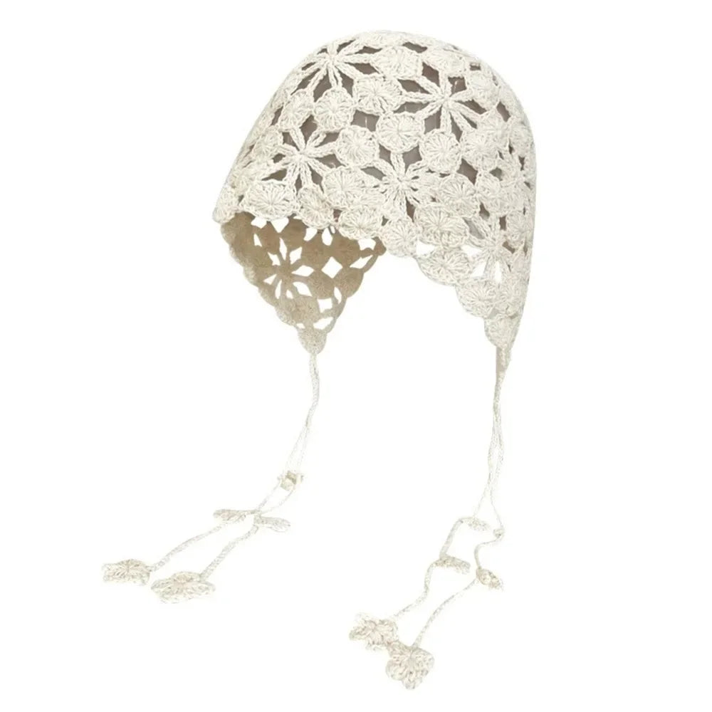 New Fashion High Quality Cotton Women Beanie Hat Floral Handmade Skull Cap Lightweight Crochet Slouchy Knitted Hat Summer