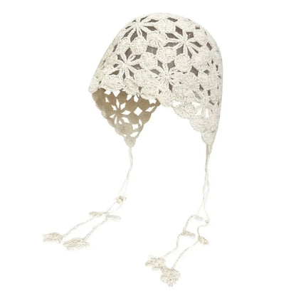 New Fashion High Quality Cotton Women Beanie Hat Floral Handmade Skull Cap Lightweight Crochet Slouchy Knitted Hat Summer