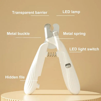 Pet Nail Clippers with Guard Pet Nail Trimmer Set with Light Silent Grinder for Dogs Cats Portable Clippers with for Small