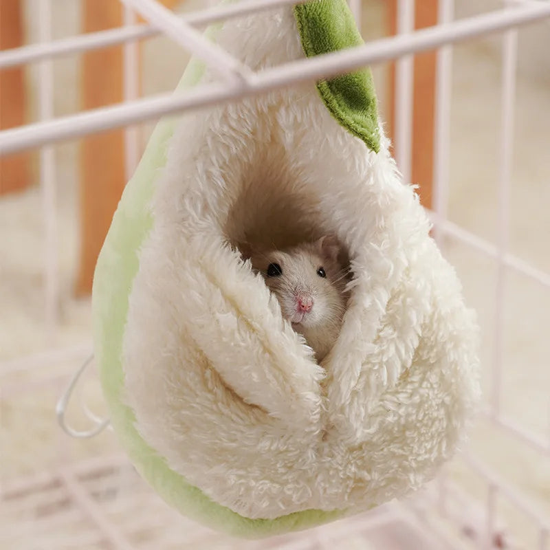 1pcs Small Warm Bed Winter Sugar Glider Hamster Plush Hammock  Parrot Cage Pendant Decoration Comfortable Pet Nest
