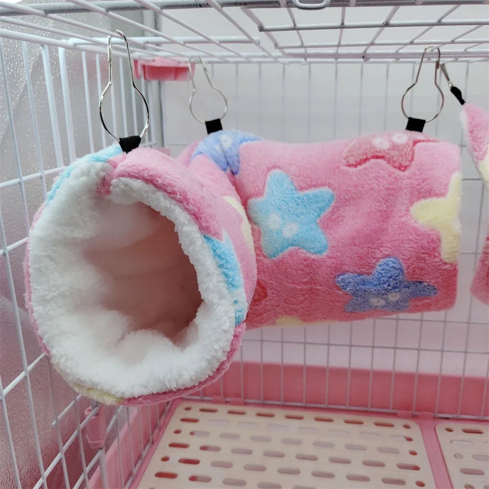 Heart Solf Cotton Plush Hamsters Playing Tunnels Winter Warm Nest for Ferret Guinea Pigs Squirrels Small Pet Toys Accessories
