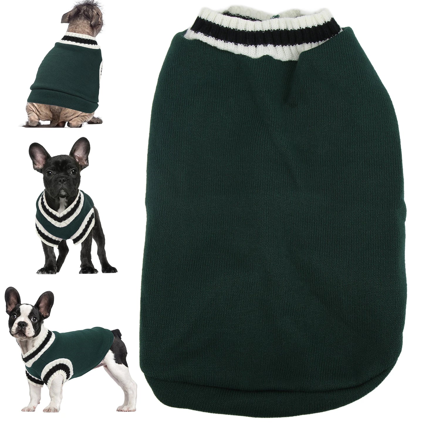 Small Animals Sweater Campus Style Knitted V Neck Pullover Vest Pet Sweater For Autumn And Winter