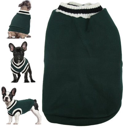 Small Animals Sweater Campus Style Knitted V Neck Pullover Vest Pet Sweater For Autumn And Winter