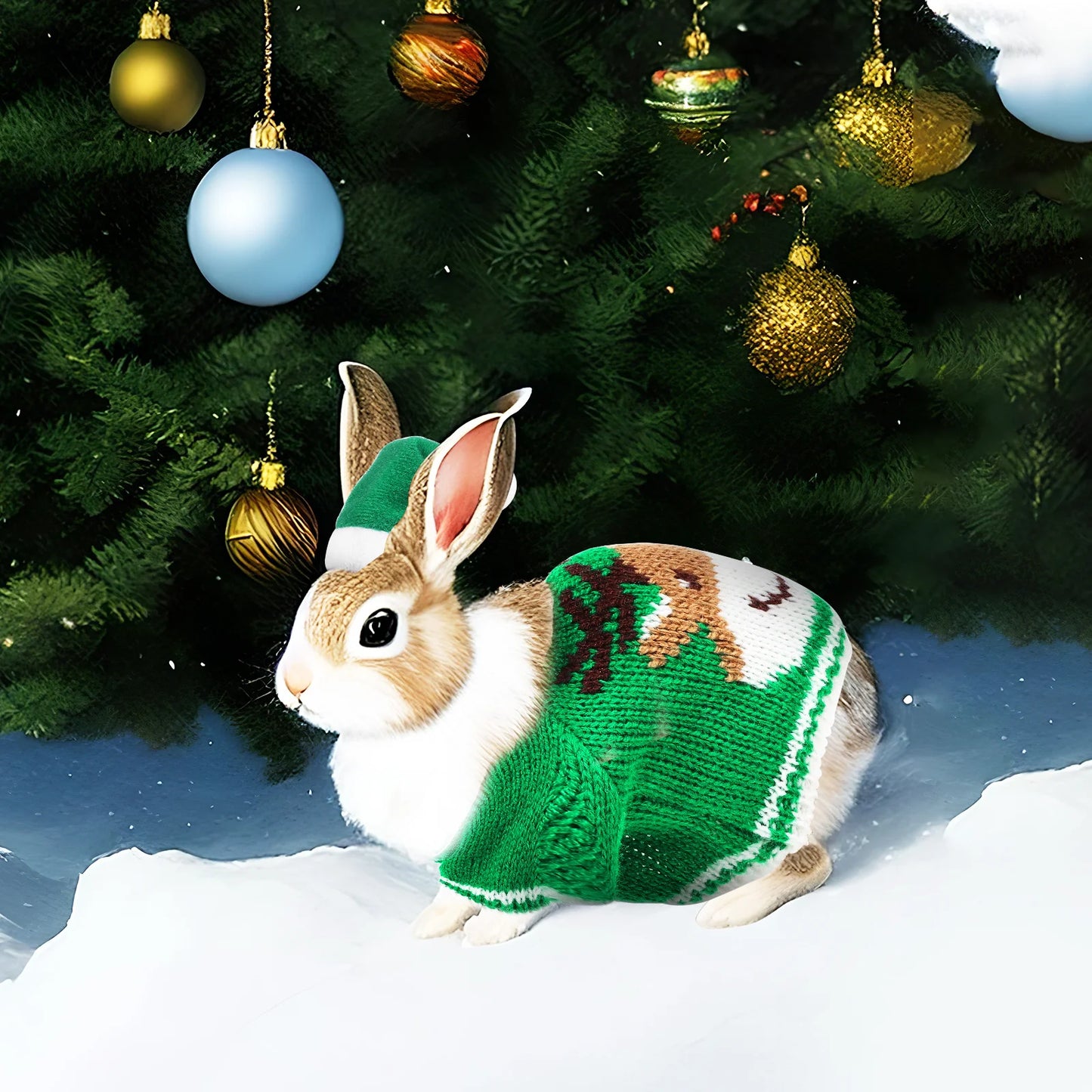 1Set Soft Small Pet Christmas Outfit Hat Sweater Costume Winter Clothes for Guinea Pig Bunny Hamster Rabbit Guinea Pig Clothes
