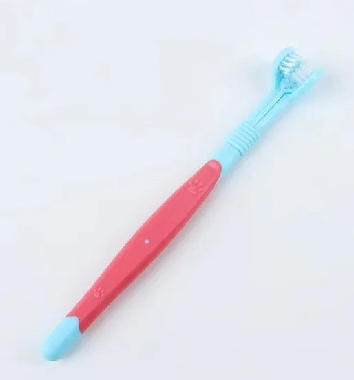 Three Sided Pet Toothbrush Multi Angle Dental Care Kit Removes Bad Breath Tartar Portable Finger Brush Dog Cat Teeth Cleaning
