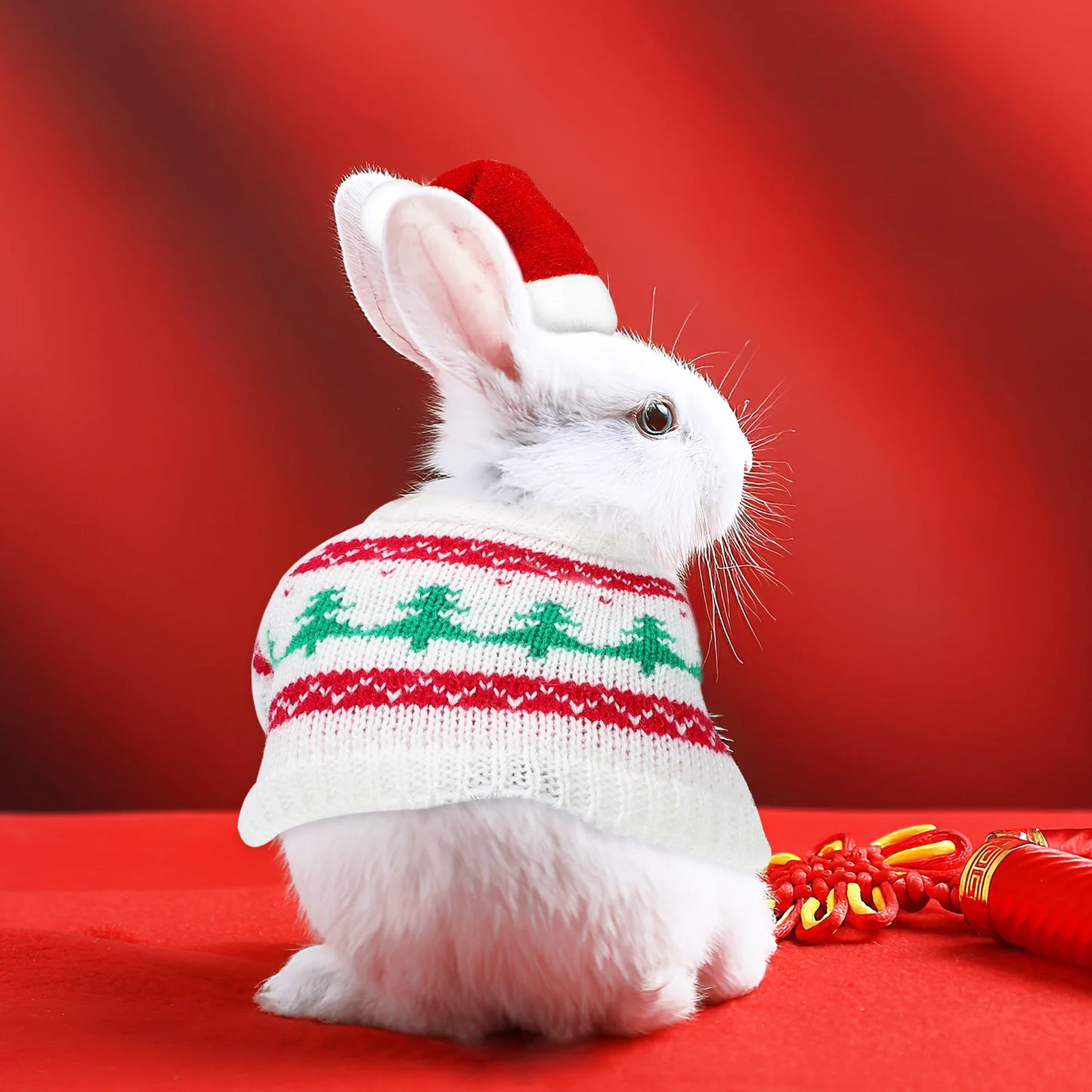 1Set Soft Small Pet Christmas Outfit Hat Sweater Costume Winter Clothes for Guinea Pig Bunny Hamster Rabbit Guinea Pig Clothes