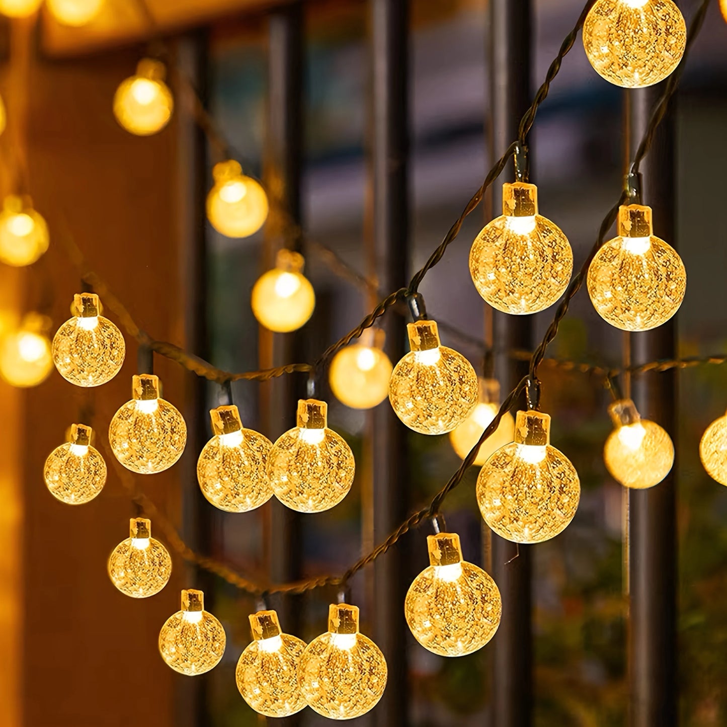 Solar Christmas Crystal Globe String Lights Waterproof LED Fairy Lamps with 8 Modes for Outdoor Garden Pathway Patio Decoration