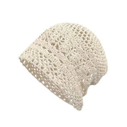 New Fashion High Quality Cotton Women Beanie Hat Floral Handmade Skull Cap Lightweight Crochet Slouchy Knitted Hat Summer