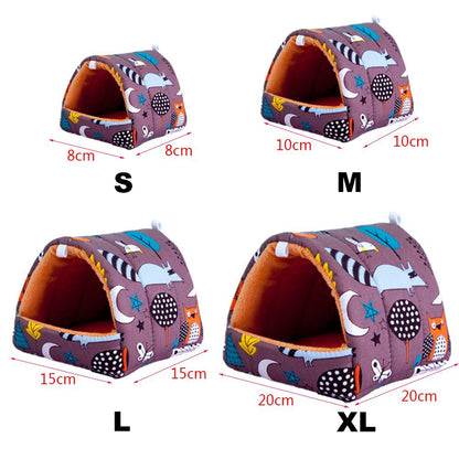 Cute Cartoon Rabbit Squirrel Mini Cage Guinea Pig Nest Small Animal Mice Rat Pet Sleeping Bed Hamster House Winter Warm Soft Mat