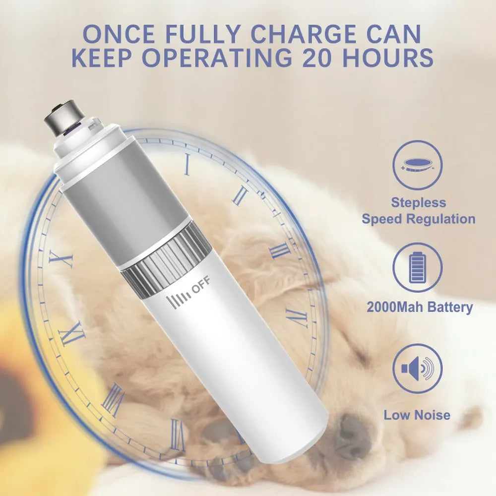 Electric Dog Nail Clippers for Dog Cat Nail Grinders USB Rechargeable Pet Cat Paws Quiet Nail Grooming Trimmer Pet Tools