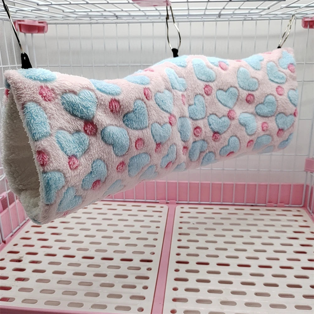 Heart Solf Cotton Plush Hamsters Playing Tunnels Winter Warm Nest for Ferret Guinea Pigs Squirrels Small Pet Toys Accessories