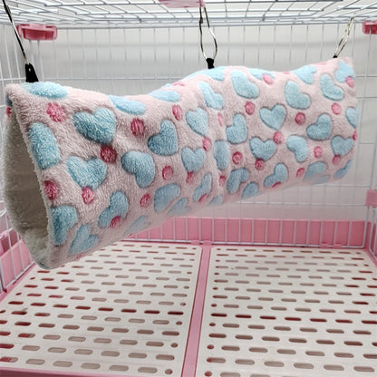 Heart Solf Cotton Plush Hamsters Playing Tunnels Winter Warm Nest for Ferret Guinea Pigs Squirrels Small Pet Toys Accessories