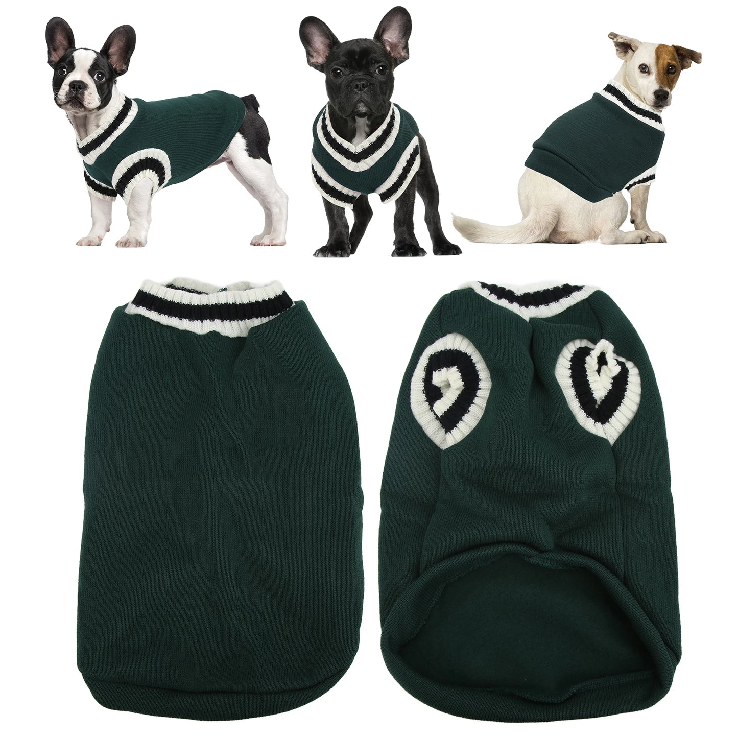 Small Animals Sweater Campus Style Knitted V Neck Pullover Vest Pet Sweater For Autumn And Winter