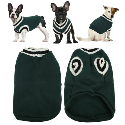 Small Animals Sweater Campus Style Knitted V Neck Pullover Vest Pet Sweater For Autumn And Winter