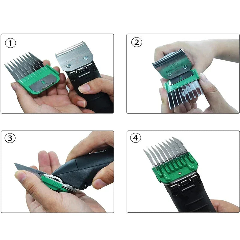 Pet 9 Color Stainless Steel Comb Set For Andis, Oster A5, Wahl KM Series Detachable Blade Animal Clippers (only size 10/15/30)