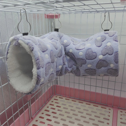 Heart Solf Cotton Plush Hamsters Playing Tunnels Winter Warm Nest for Ferret Guinea Pigs Squirrels Small Pet Toys Accessories