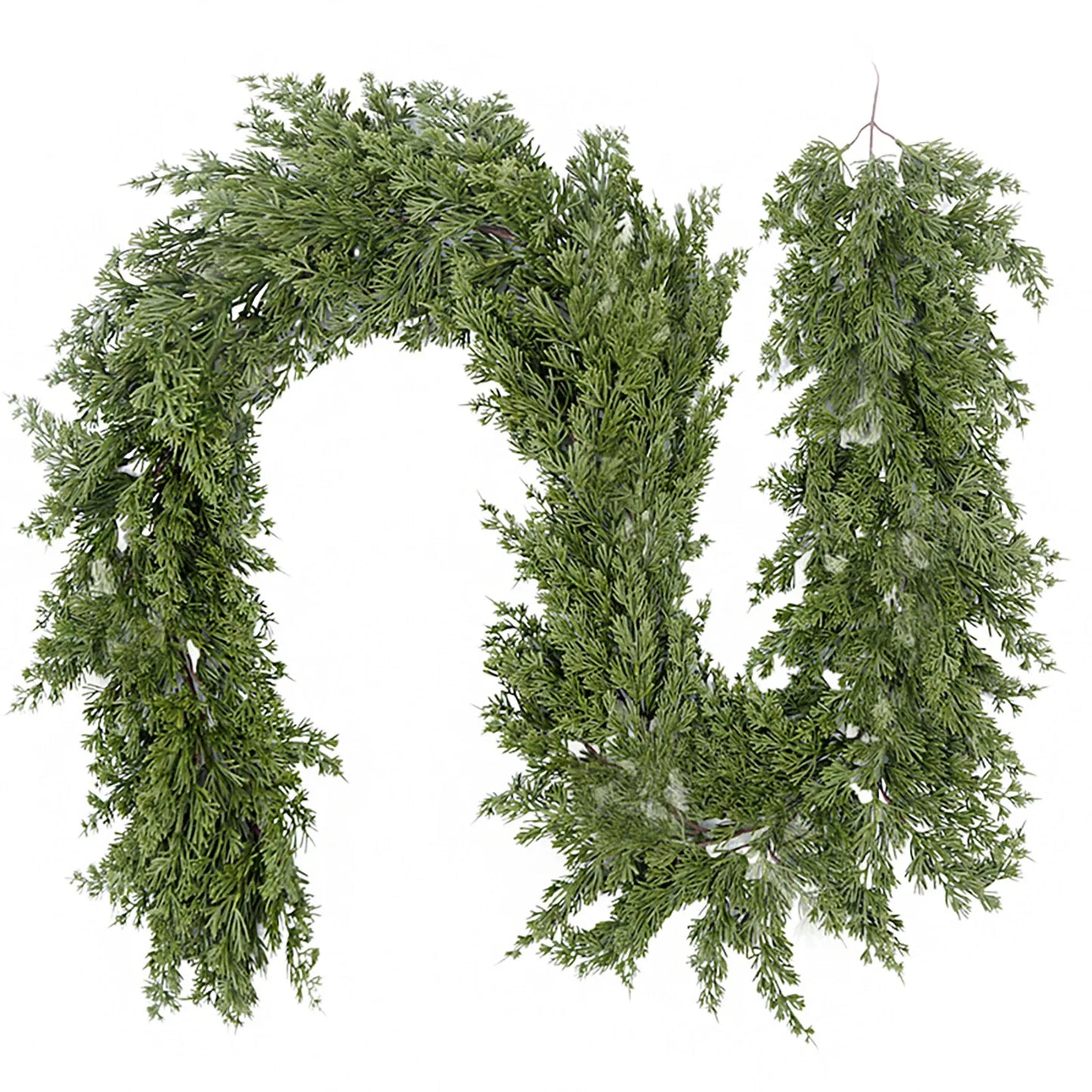 6.6ft Handmade Christmas Garland Artificial Cedar Needles Green Seasonal Garland Christmas  Indoor Outdoor Christmas Decoration