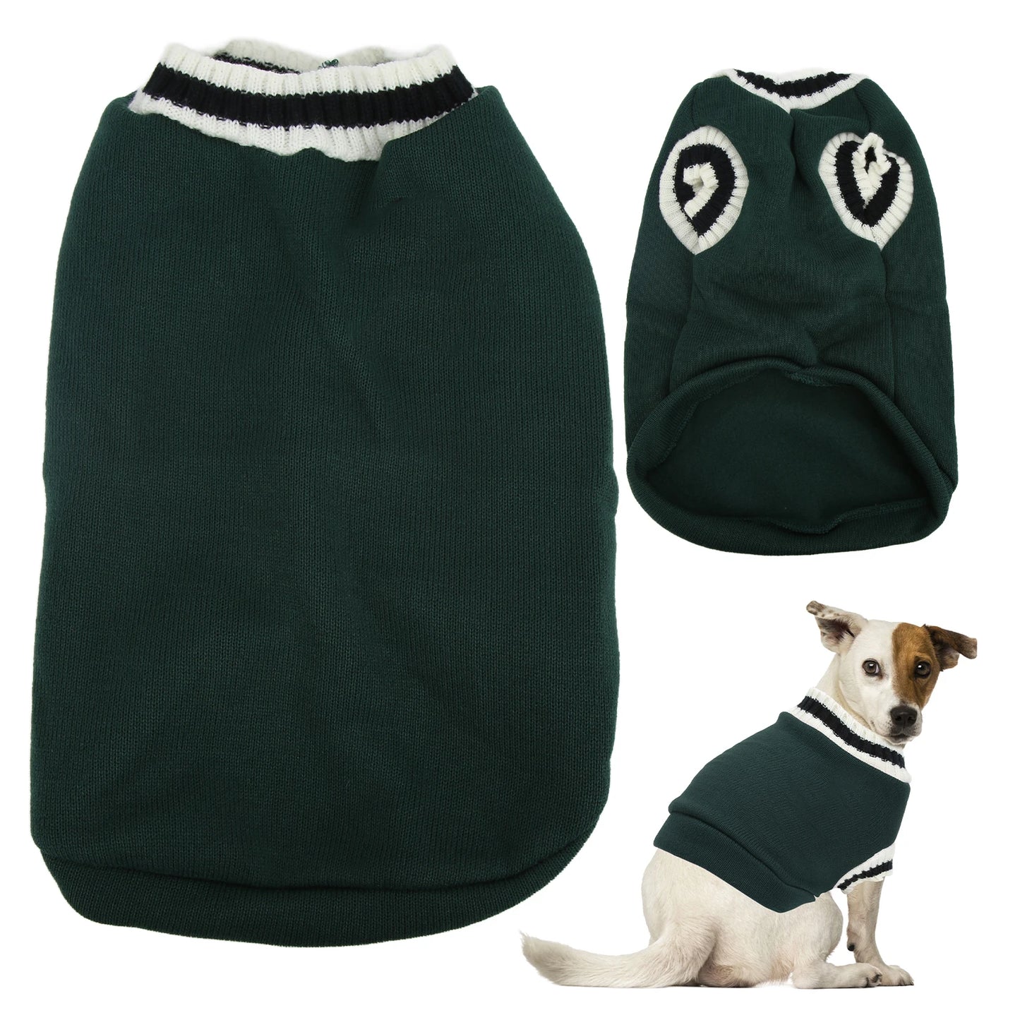 Small Animals Sweater Campus Style Knitted V Neck Pullover Vest Pet Sweater For Autumn And Winter