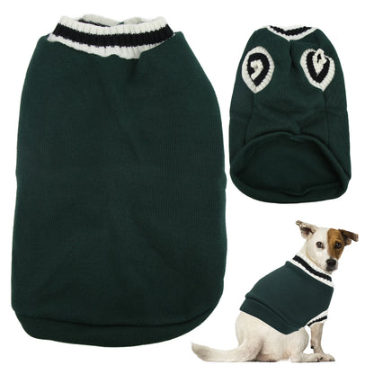 Small Animals Sweater Campus Style Knitted V Neck Pullover Vest Pet Sweater For Autumn And Winter