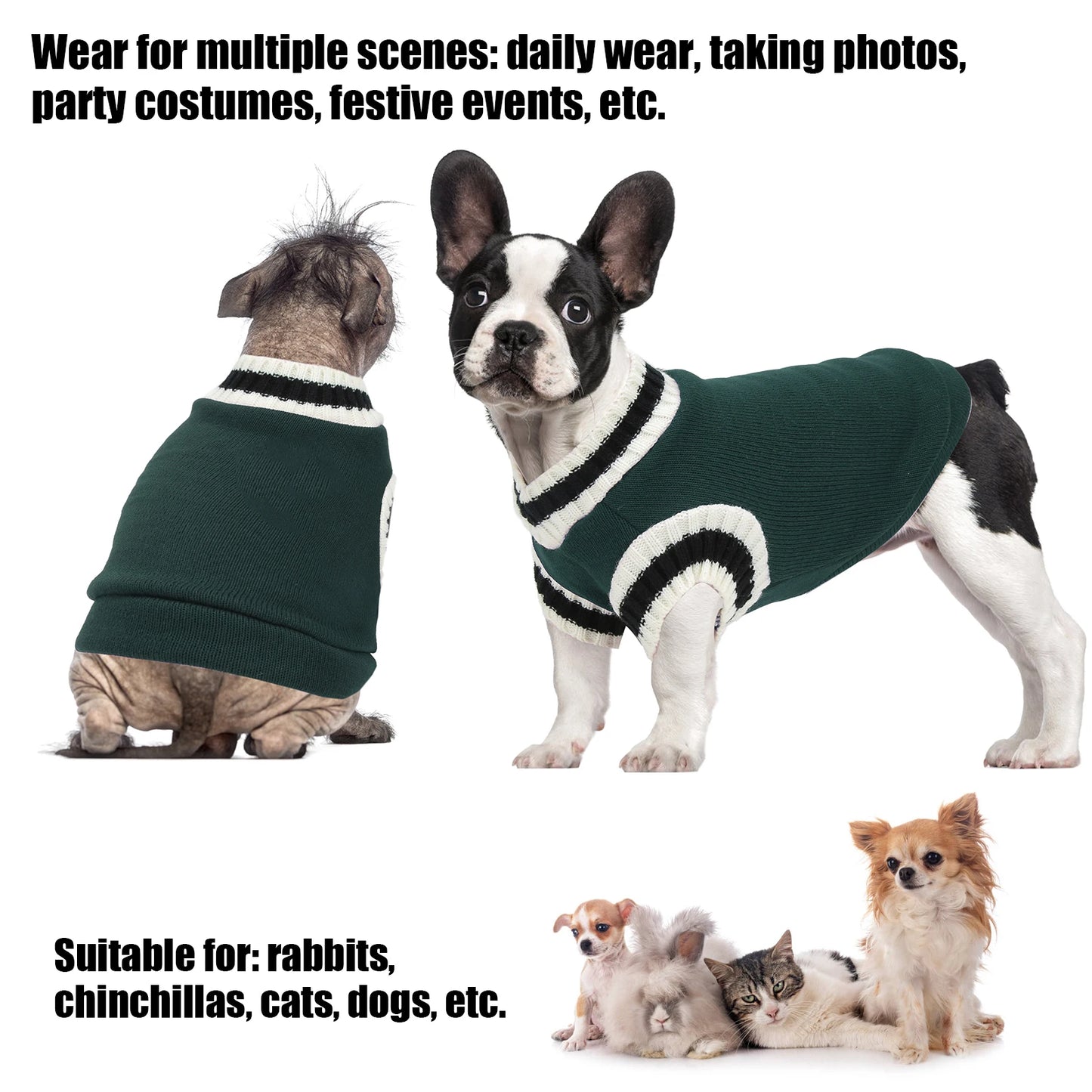 Small Animals Sweater Campus Style Knitted V Neck Pullover Vest Pet Sweater For Autumn And Winter