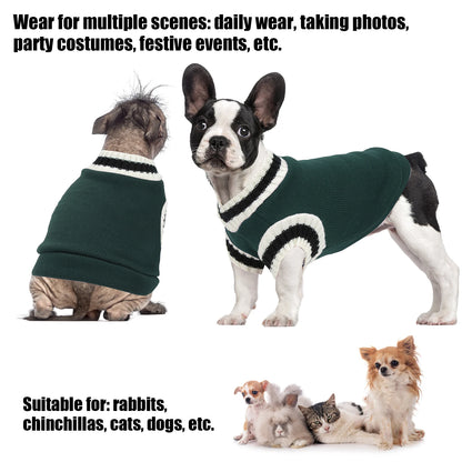 Small Animals Sweater Campus Style Knitted V Neck Pullover Vest Pet Sweater For Autumn And Winter