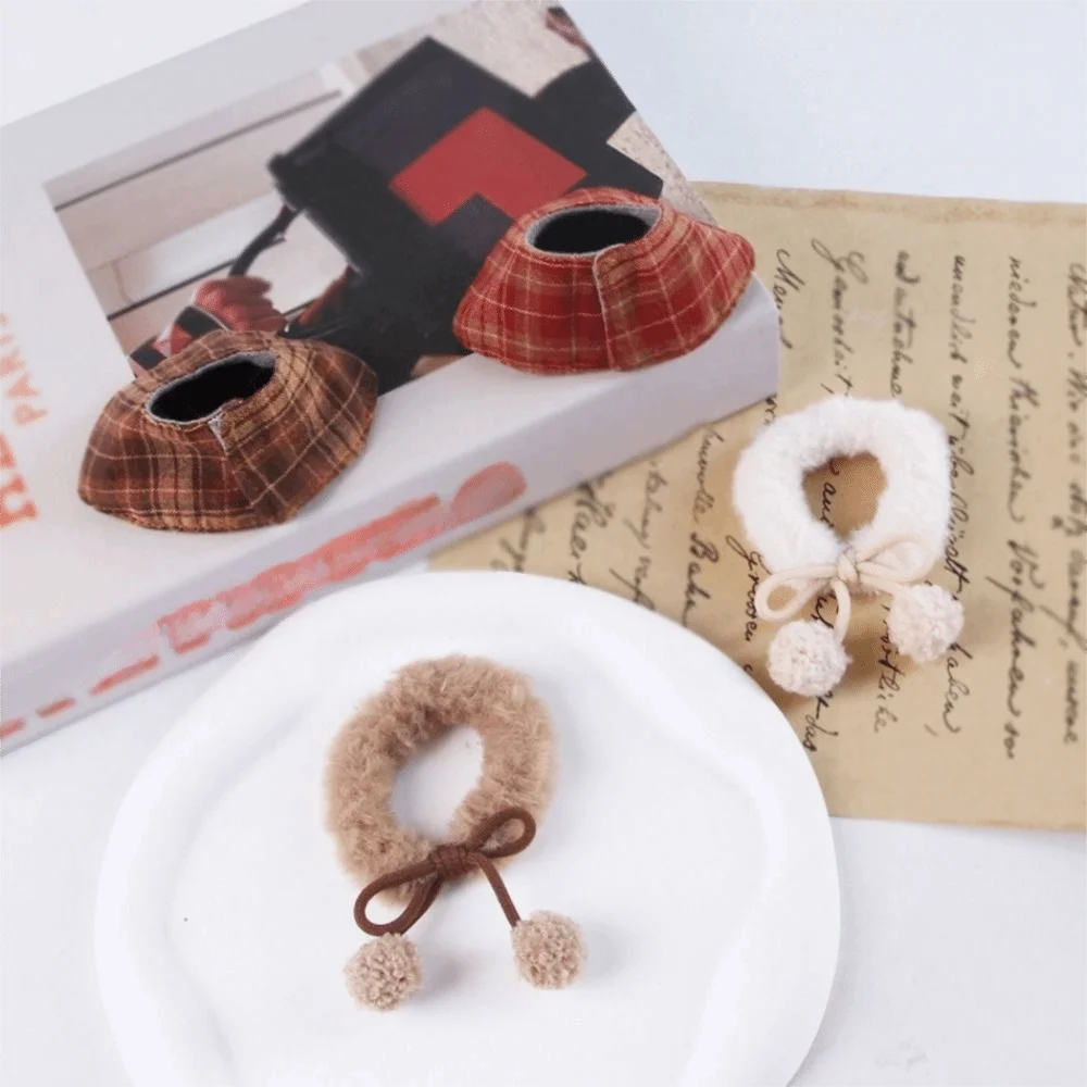 Cute Warm Plaid Hamster Cape Comfortable Windproof Furry Collar Scarf Set Adjustable Parrot Outerwear Autumn and Winter