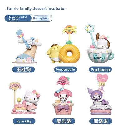 Original New Sanrio Family Dessert Series Memo Blind Box Hand-Made Decorative Ornaments Birthday Gift Message Collect Toys