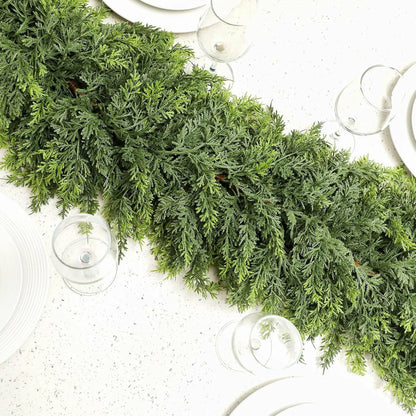 6.6ft Handmade Christmas Garland Artificial Cedar Needles Green Seasonal Garland Christmas  Indoor Outdoor Christmas Decoration