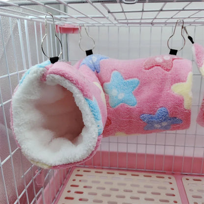 Heart Solf Cotton Plush Hamsters Playing Tunnels Winter Warm Nest for Ferret Guinea Pigs Squirrels Small Pet Toys Accessories