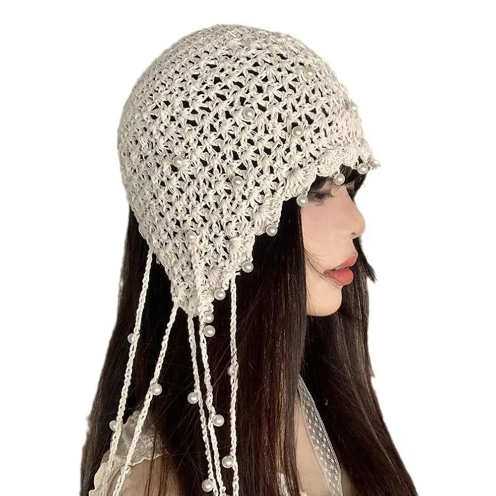 New Fashion High Quality Cotton Women Beanie Hat Floral Handmade Skull Cap Lightweight Crochet Slouchy Knitted Hat Summer