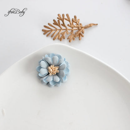 Decorative Handmade 3D Flower 4cm Synthetic Leather Flower With Stamen CRAFT Hair Appliques Embellishments Artificial Floral