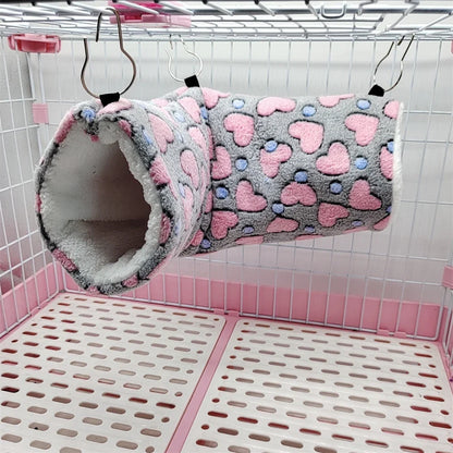 Heart Solf Cotton Plush Hamsters Playing Tunnels Winter Warm Nest for Ferret Guinea Pigs Squirrels Small Pet Toys Accessories