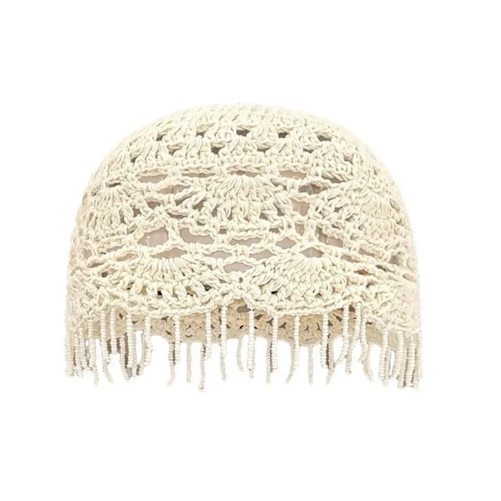 New Fashion High Quality Cotton Women Beanie Hat Floral Handmade Skull Cap Lightweight Crochet Slouchy Knitted Hat Summer