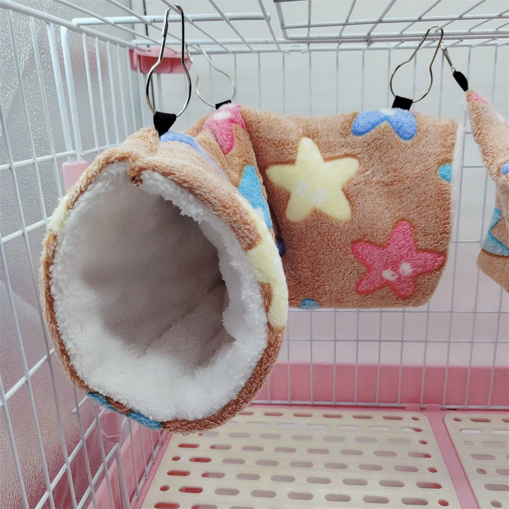 Heart Solf Cotton Plush Hamsters Playing Tunnels Winter Warm Nest for Ferret Guinea Pigs Squirrels Small Pet Toys Accessories